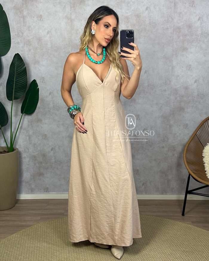 vestido stéfany areia