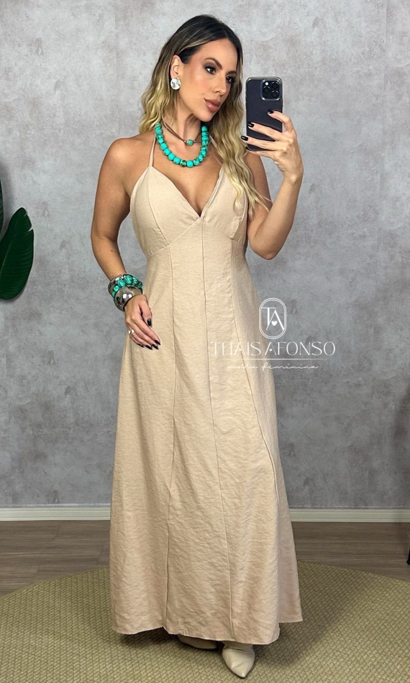 vestido stéfany areia