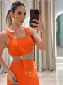 vestido Áurea laranja