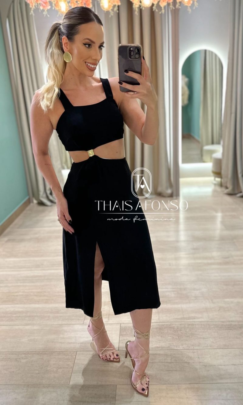 vestido Áurea preto