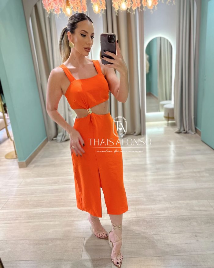 vestido Áurea laranja vestido Áurea laranja