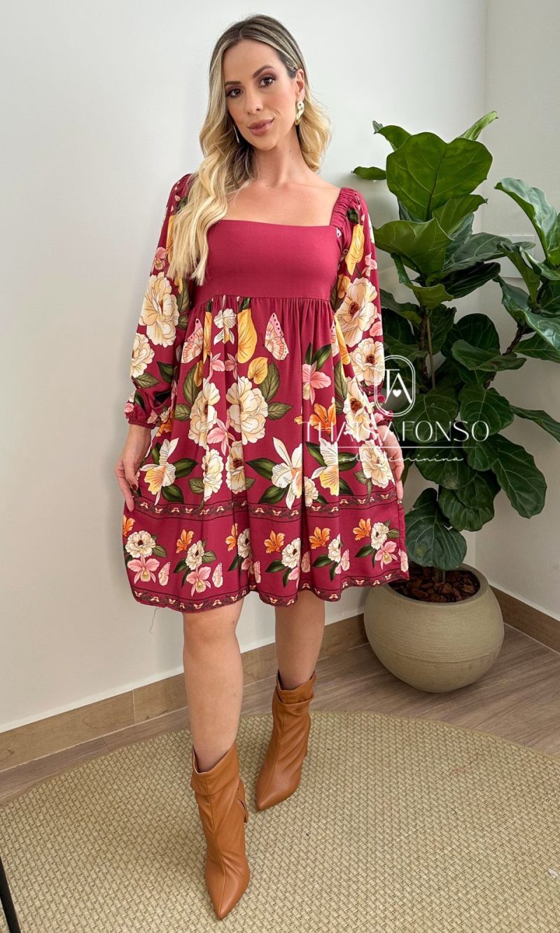 vestido curto est. marsala