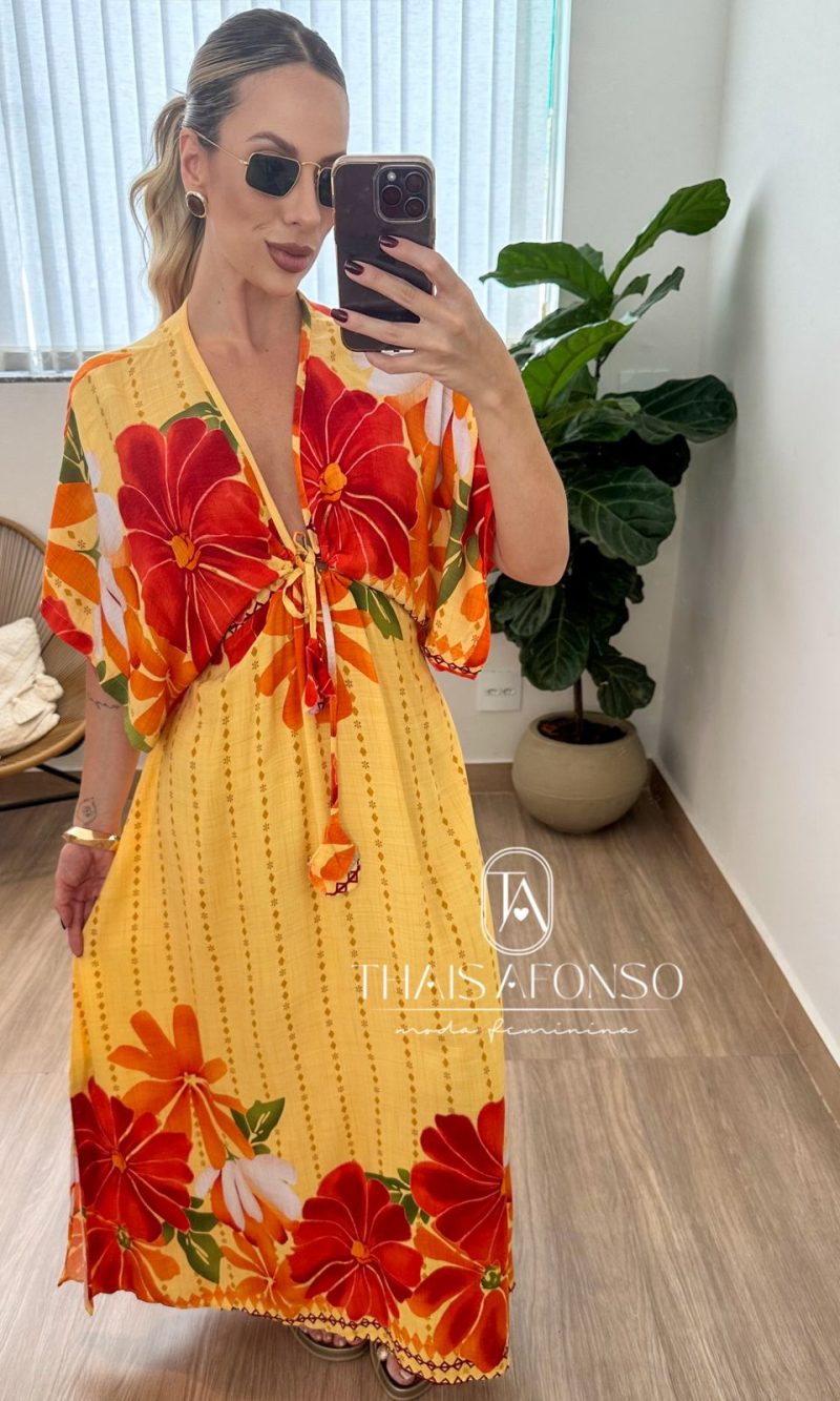 vestido floral serena amarelo Único