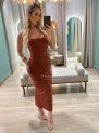 vestido poliamida midi marrom Único alça