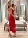 vestido poliamida midi vermelho Único alça