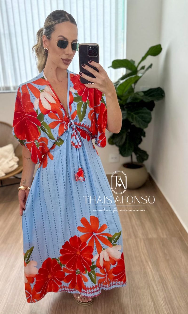 vestido floral serena azul Único